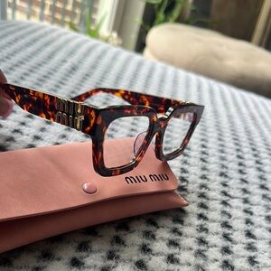 Miu Miu Brown Tortoiseshell Glasses Accessories
